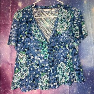 QVC Susan Graver Printed Pointelle Knit Button Front Cropped Shrug 🛍